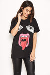 Face Print Black T-Shirt