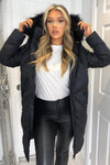 Black Faux Fur High Shine Coat