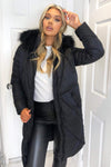 Black Faux Fur High Shine Coat