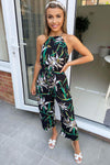 Black Floral High Neck Jumpsuit