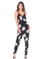 Black Floral Print Jumpsuit