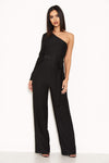 Black Glitter One Arm Jumpsuit