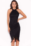 Black Halter Neck Midi Dress