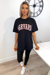 Black Harvard Oversized Tee