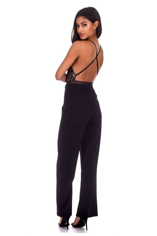 Black High Waisted Flared Trousers