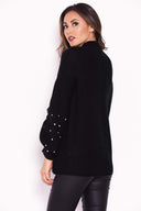 Black Jumper With Pearl Detail