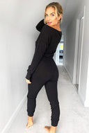 Black Knitted Long Sleeve Jumpsuit