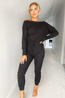 Black Knitted Long Sleeve Jumpsuit