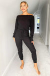 Black Knitted Long Sleeve Jumpsuit