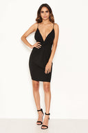 Black Knot Front Bodycon Dress
