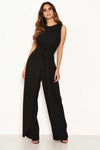 Black Knot Front Wide Leg Jumpsuit