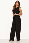 Black Knot Front Wide Leg Jumpsuit