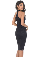 Black Lace Choker Bodycon Dress