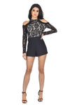 Black Lace Cold Shoulder Playsuit