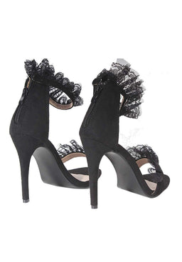 Black Lace Detail Stiletto Heels