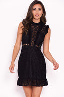 Black Lace Frill Detail Dress