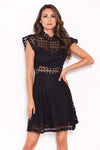 Black Lace Skater Mini Dress