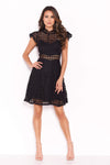 Black Lace Skater Mini Dress