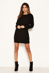 Black Lace Up Back Jumper Dress