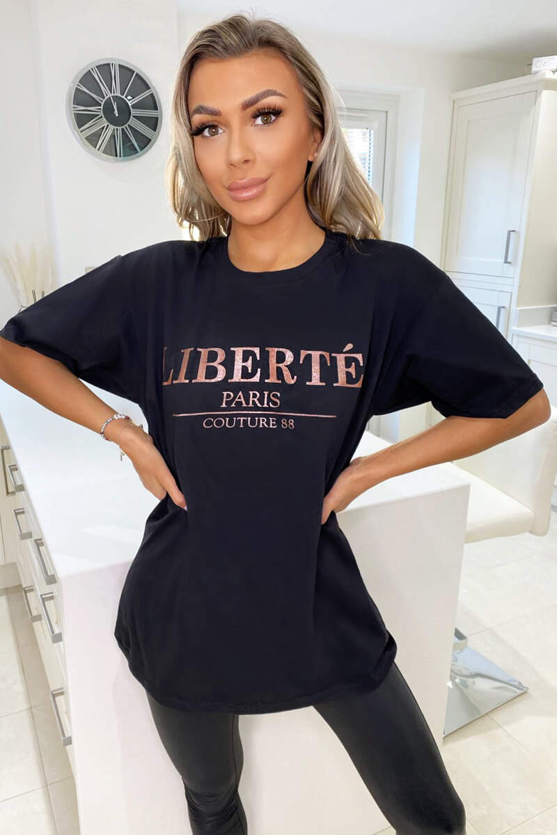 Black Liberte Printed Oversized T-Shirt