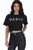 Black Merci Slogan T-Shirt