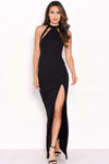 Black Mesh Detailing Maxi Dress