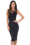 Black Mesh Detail Bodycon Dress