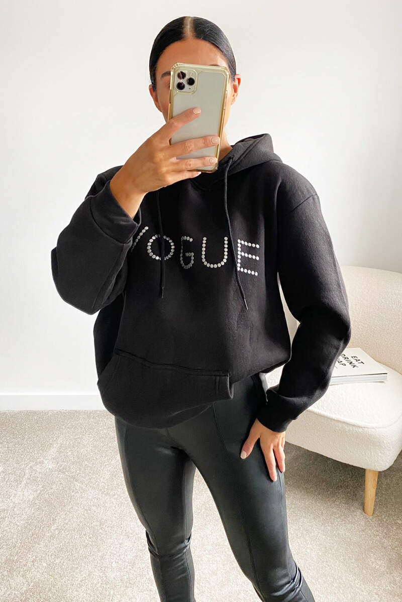 Black Metallic Vogue Oversized Hoodie