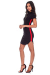 Black Mini Dress With Red Panel Detail