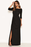 Black Off The Shoulder Slit Maxi Dress