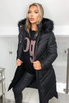 Black Padded Long-line Puffer Coat