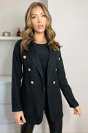 Black Padded Shoulder Blazer Jacket