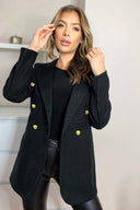 Black Padded Shoulder Blazer Jacket