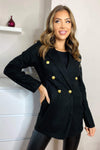 Black Padded Shoulder Blazer Jacket