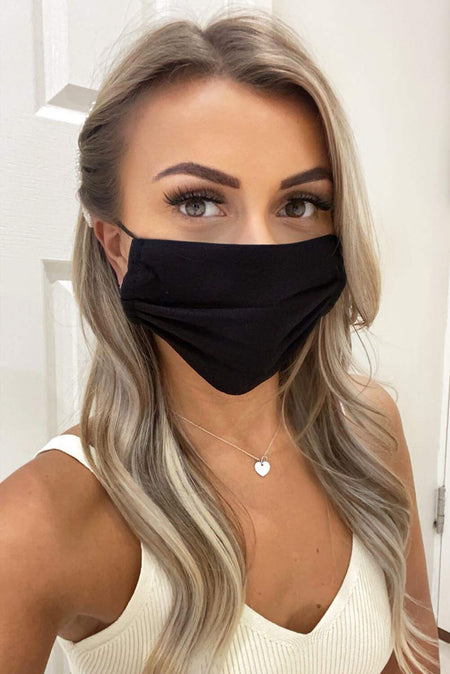 Black Pleated Face Covering