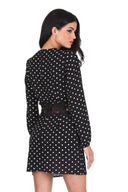 Black Polka Dot Crochet Waist Skater Dress