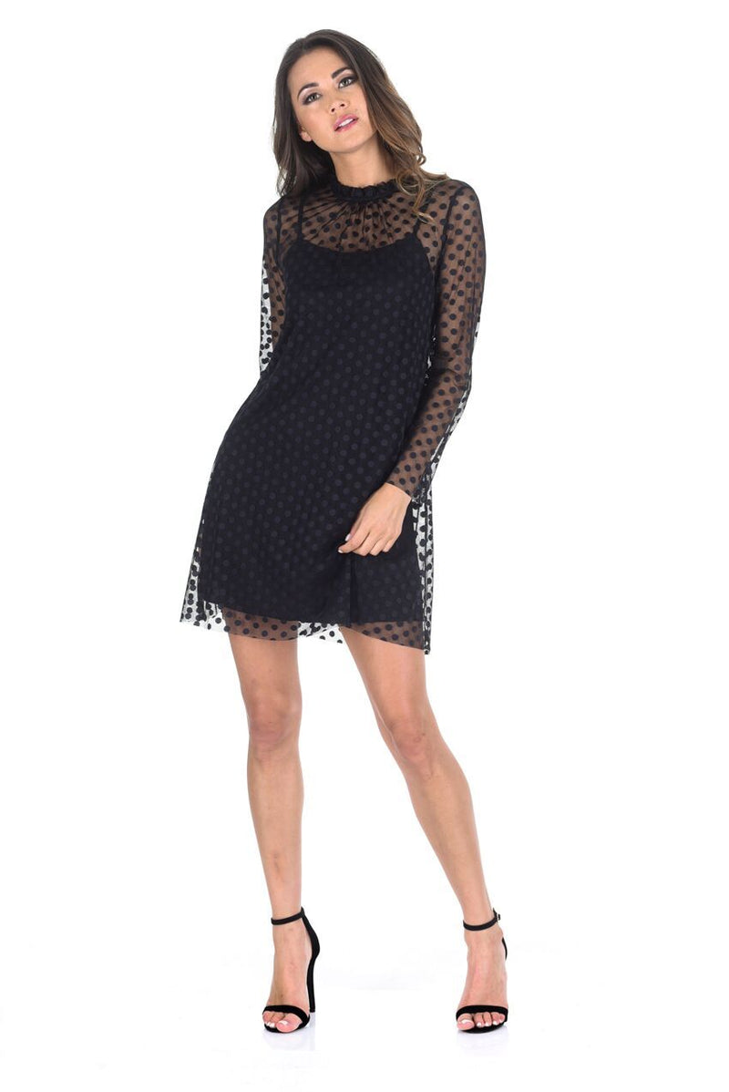 Black Polka Dot Mesh Dress