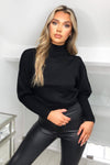 Black Puff Sleeve Roll Neck Jumper