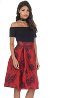 Black/Red Contrast 2 In 1 Dress