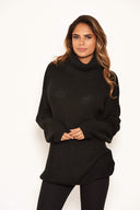 Black Roll Neck Knit Jumper