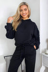 Black Ruched Sleeve Lounge Set