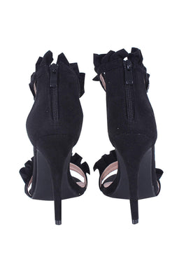 Black Ruffle Detail Stilletto Heels