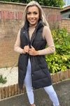 Black Side Zip Hooded Gilet