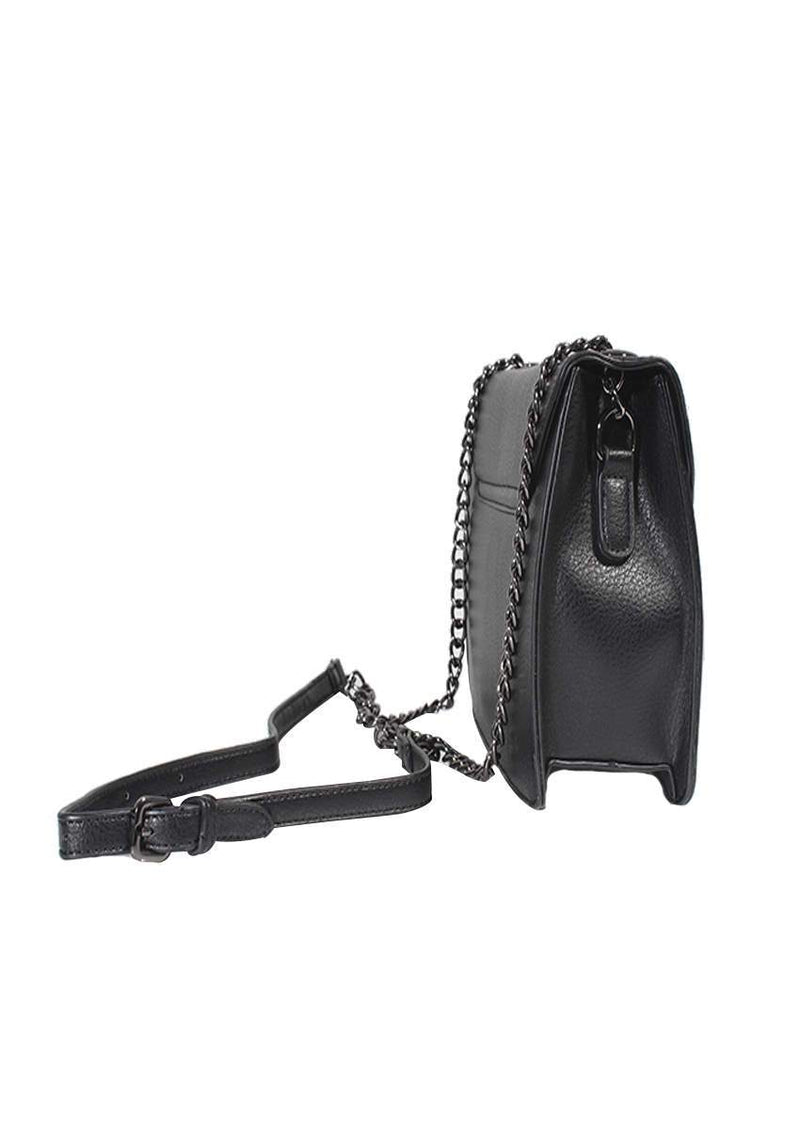 Black Silver Chain Satchel Handbag