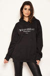 Black Slogan Printed Hoody