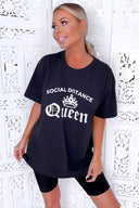 Black Social Distance Queen Tee