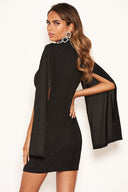 Black Sparkle Split Sleeve Bodycon Dress