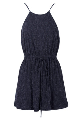 Black Sparkly Tie Waist Playsuit