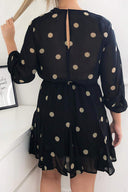 Black Spotty Pleated Skirt Dress