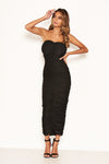 Black Strapless Ruched Sparkle Dress